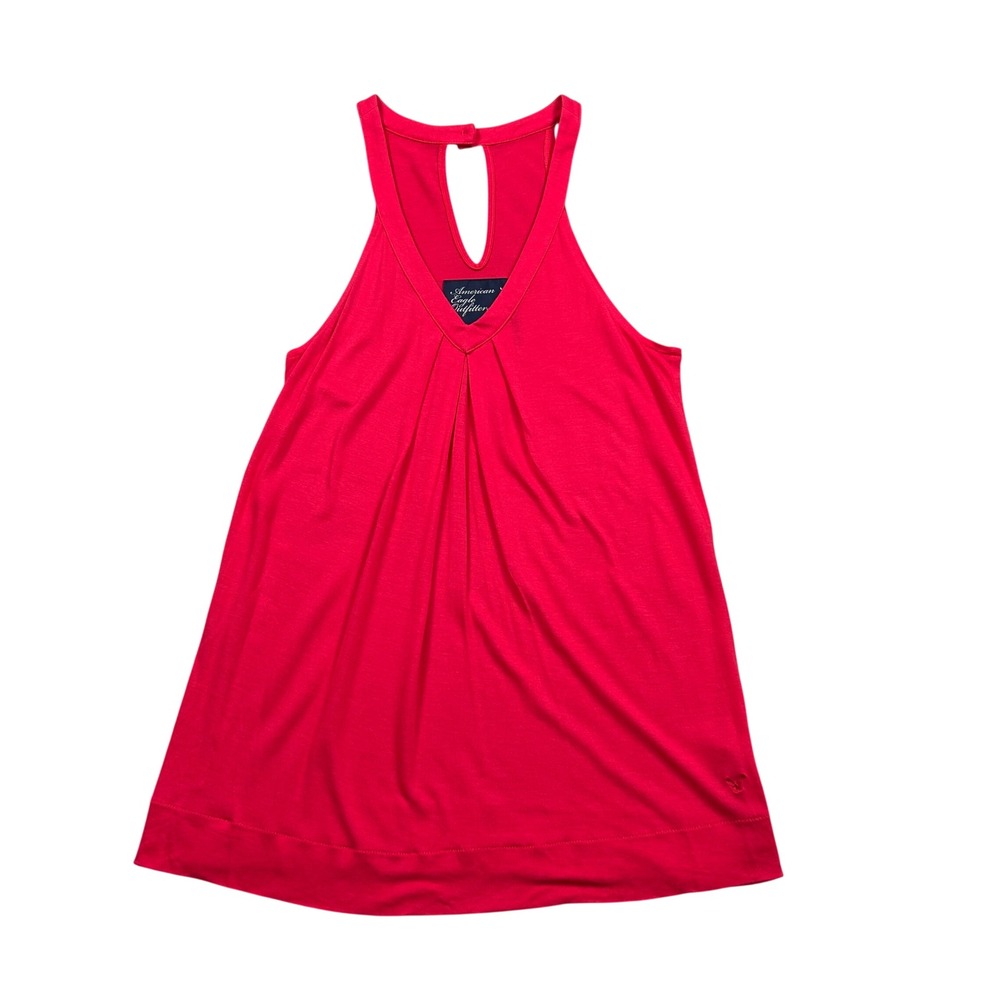 American Eagle Outfitters Red Halter Tank Top V-Neck Keyhole Back 1341681288 S